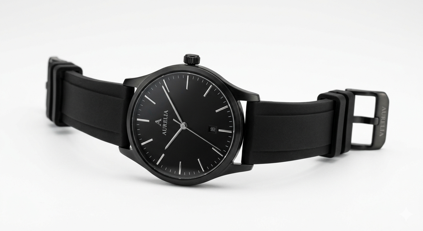 Slim Black Watch with Silicone Strap