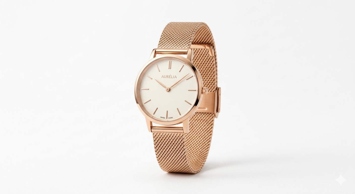 Women's Rose Gold Mesh Watch