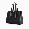 BLACK SUEDE MULTI-COMPARTMENT SATCHEL BAG - Image 1